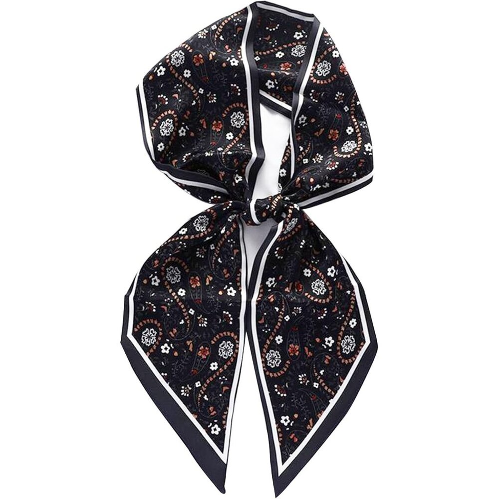 Women Black Cashew Herb Purse Handbags Satin Scarf Lightweight Fashion Neck